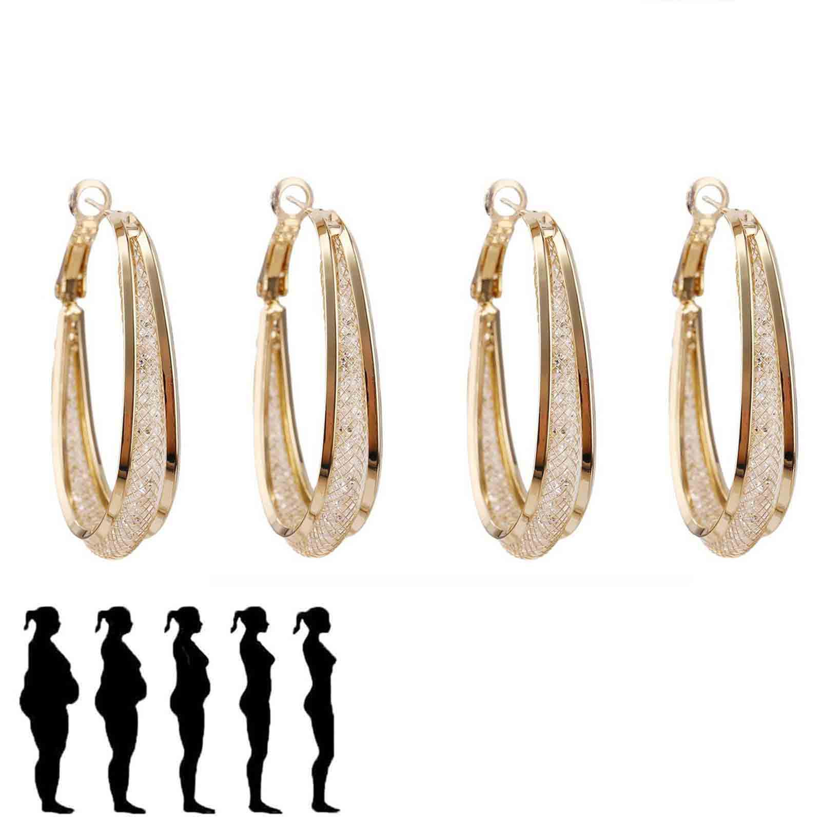 Leesechin Hair Clip without Ear Hole Slimming Ear Rings Metal Ear Nail Multilayer Diamond Inlaid C-shaped Lymph Detumescence Ear Rings Clearance